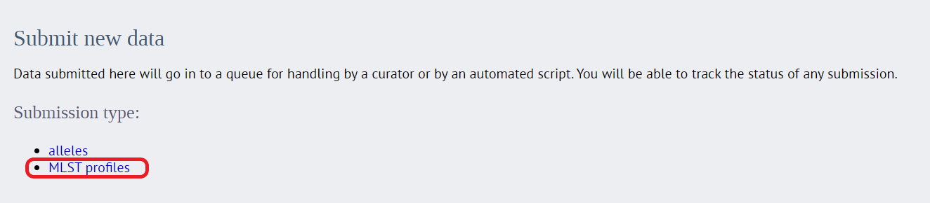 MLST type submission