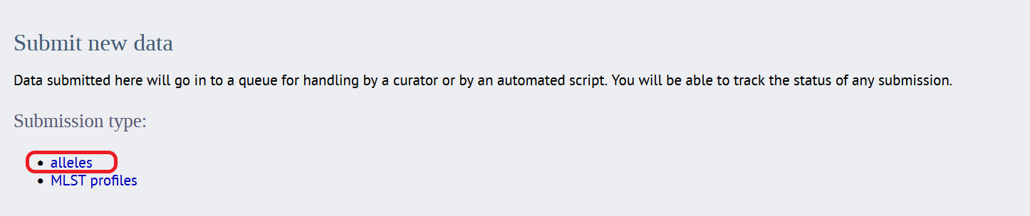 Alleles type submission